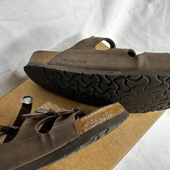 Birkenstock - Florida Sandals - Brown Leather Slip-ons - EU Size 42 - Picture 8 of 9